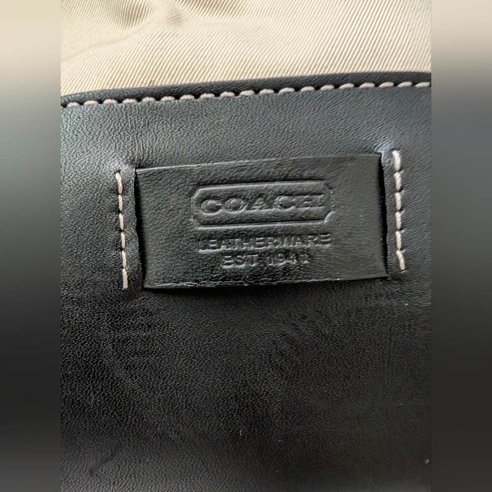 Coach Hampton Canvas and Leather Vintage Tote Bag With Yellow Interior - Picture 4 of 14